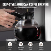 12 Cups Commercial Drip Coffee Maker, Coffee Maker Machine with 2 Glass Carafes and 2 Warmer Plates, Stainless Steel Pour Over Coffee Brewer for Restaurant, Office, Cafe